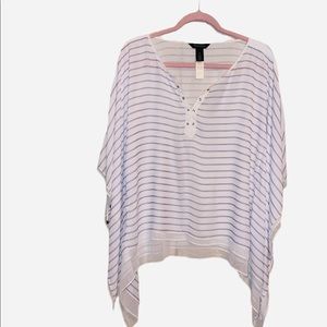 WHBM White Stripes Blouse